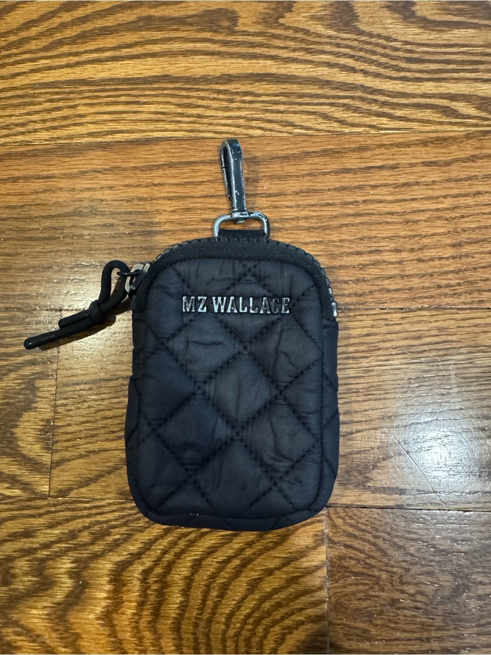 MZ Wallace mini Black Quilted Cosmetic Case Pouch Bag with clip